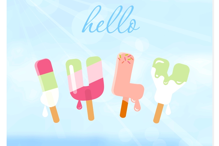 Hello july ice cream letters on blurred sky background - Content mrketing ideas to drive conversations in July 2018 - Scatter