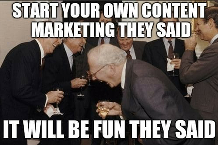 a meme on content marketing advising the readers to outsource content marketing