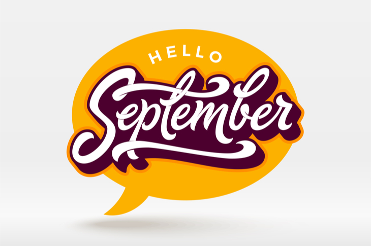 september content marketing ideas - a speech bubble saying "hello september"