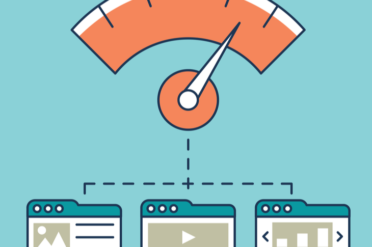 Content Marketing Strategy - An illustration showing a meter on top and several web pages connected to that - Scatter