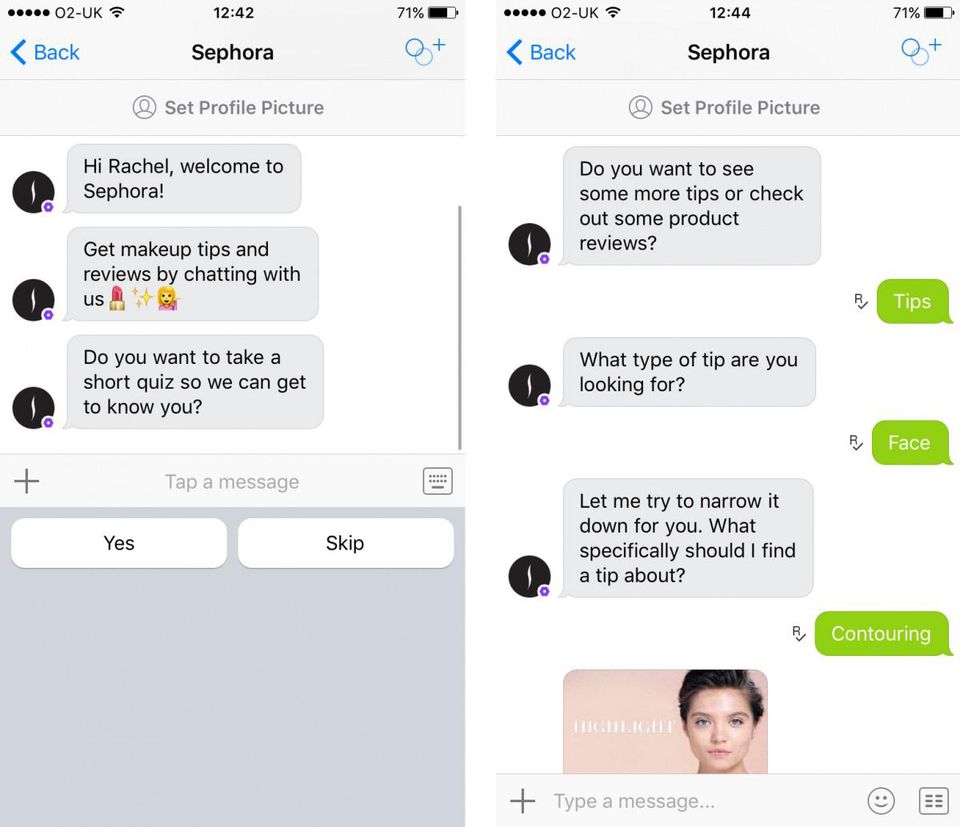 Sephora used chatbot based content marketing