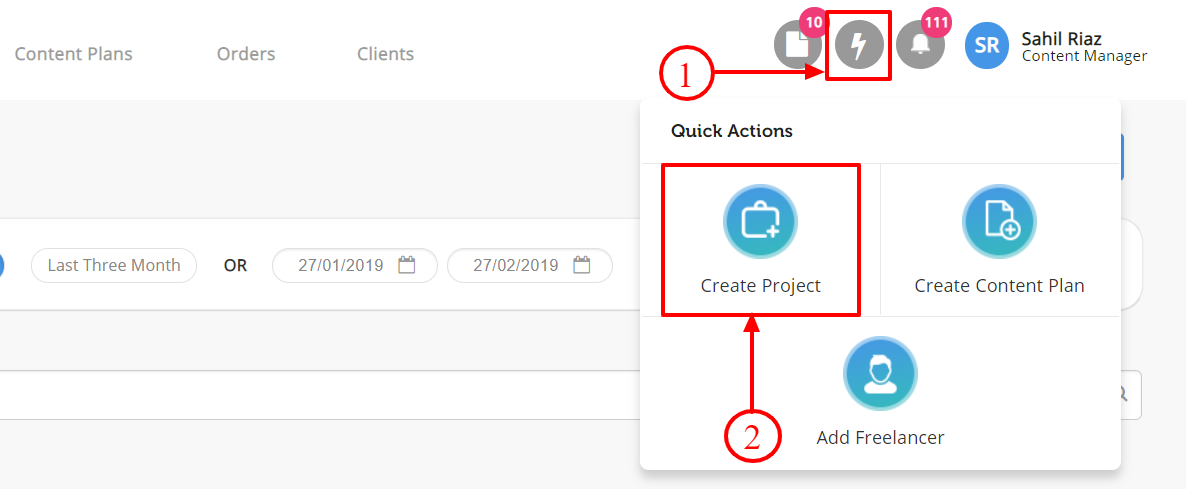 Content Marketing - Workflow Management System - Scatter - Create New Project